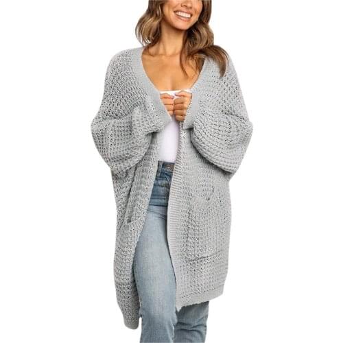 Spring Autumn Sweater Cardigans Women Novel V neck Long Sleeve Open Stitch Loose Sweater Jacket Pockets Clothes Female Knit Coat