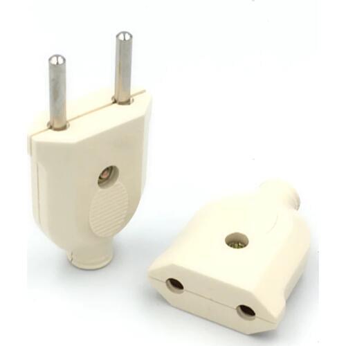 1pc EU European 2 Pin AC Electric Power Male Plug Female Socket Outlet Adaptor Adapter Wire Rewireable Extension Cord Connector