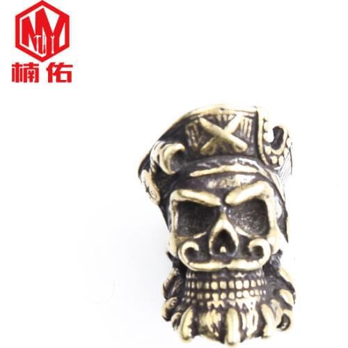 1PC Creative Pirate Captain Brass Paracord Beads Copper Knife Beads Umbrella rope pendant Outdoor EDC Outdoor Pocket Tools
