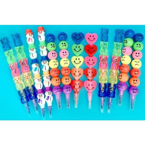Cute 10 Pcs DIY Cute Kawaii Smiles Crayon for Kids Painting Drawing Toy Baby Shower Birthday Back to School Favor Gift