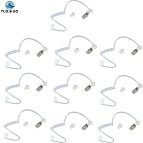 10PCS Replacement Transparent Coil Acoustic Air Tube Earplug with Metal Clip for Two Way Radio Walkie Talkie Headset Earpiece