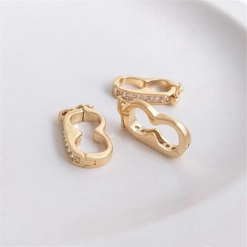 14K Gold Filled Figure 8 diamond ring buckle crystal pearl necklace sweater chain clip accessories DIY jewelry buckle