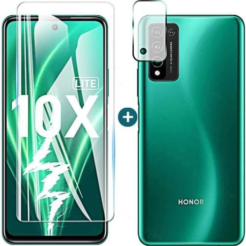 2 In 1 Honor 10x Lite Glass Armor Glass on For Huawei Honor 9x Lite 9a 9c 9x Premium Pro Screen Protectors Clear Camera Glasses