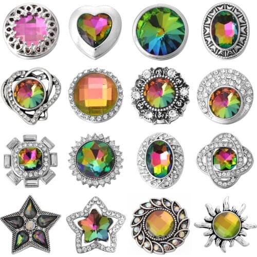 5pcs/lot Wholesale Snap Jewelry Mixed Rhinestone Flower 18mm Snap Buttons for Snap Bracelet Bangle Interchangeable Jewelry