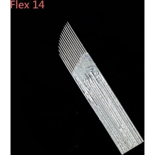 50pcs 14 flex needle Permanent Makeup Eyebrow Tattoo Blade Microblading Needles For 3D Embroidery Manual Tattoo Pen Machine