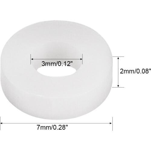 Uxcell 500pcs/lot ABS White Non-Threaded Round Cylinder Hollow Standoff Spacers Washers OD 7mm, ID 3mm, Height 2mm for M3 Screws