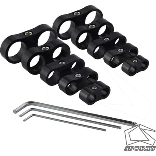 8pcs AN -4 4AN 11MM Braided Hose Separator Clamp Fitting Adapter Bracket Black / Blue/sliver/red