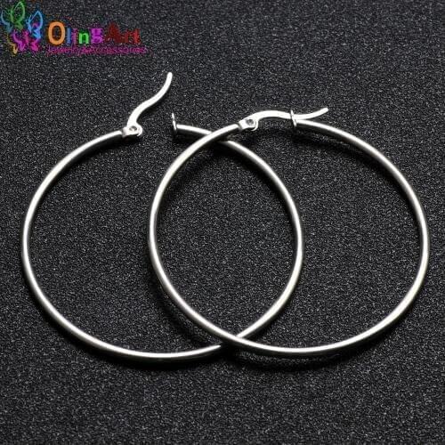 Free shipping 2pcs/pair Womens Big Circle Stud Earring Fashion Stainless Steel Gold/Silver color/Rose gold/Girl Jewelry making