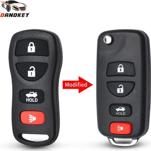 Dandkey Remote Key Shell Case Folding Flip For Nissan Sentra Altima Maxima 02-06 For INFINITI G35 I35 350Z Modified 4 Buttons