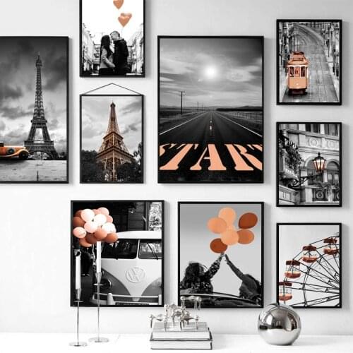 Black and White City Landscape Print Canvas Painting Wall Art Poster Nordic Style Picture for Living Room Home Decor
