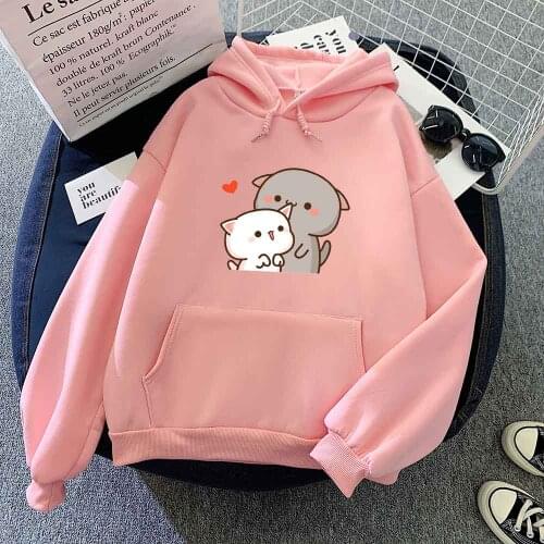 Pink Hoodie Women Pullover Sweatshirt Oversized Lovely Bear Urban Streetwear Hoodies Women Aesthetic Cartoon Sweatshirt Female