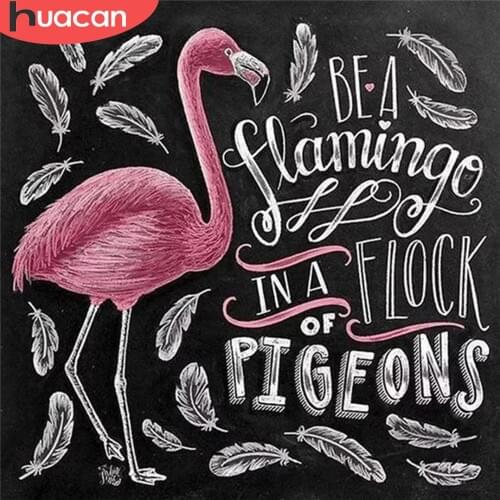 HUACAN Full Square Round Drill Diamond Painting Flamingos Handicraft Diamond Embroidery Animal Mosaic Blackboard Handmade Gift