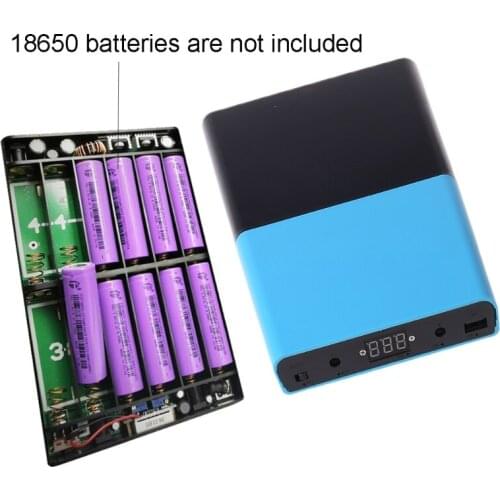 K5DB QC 3.0 USB DC 1-24V Adjustable Output 12x 18650 Batteries DIY Power Bank Box Charger for Laptop Mobile Phone Router Tablet