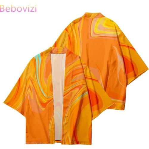Big Size XXS-6XL Purple Blue Orange Summer Loose Japanese Streetwear Cardigan Women Men Harajuku Haori Kimono Top Yukata Clothes