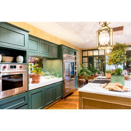 2019 customized made solid wood kitchen cabinets retail wholesales traditional white color wooden cabinets with island S1606141