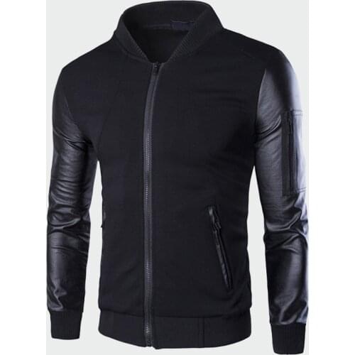 Mens Jackets Spring Autumn Patchwork Leather Coats Casual Slim Fit Motorcycle Bomber Jacket Male Outerwear M-3XL ML023