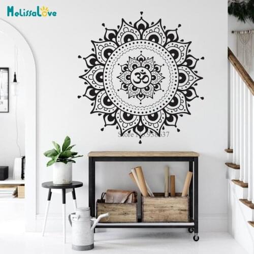 Mandala Meditation Wall Sticker Yoga Studio Flower Om Namaste Bedroom Living Room Decor Wallpaper Poster BA700