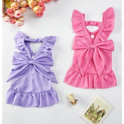 Cute Bowtie Dog Dresses Summer Dog Clothes for Small Dogs Chihuahua Yorkshire Dress Puppy Cat Clothing Skirt Pink Pet Products