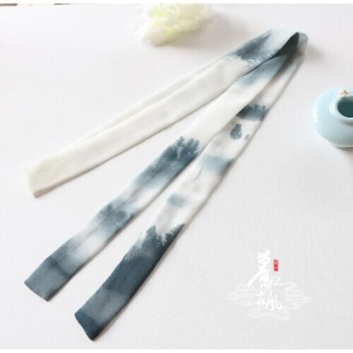 Multi-color Ink Printed Chiffon Chinese Clothing Ancient Costume Wind Series Hair Band Headdress Hair Band Hair Band Ribbon