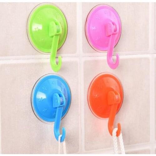 Bathroom Kitchen Wall Transparent Strong Suction Cup Hook Ring Hangers Vacuum Sucker Colorful Sucker Random