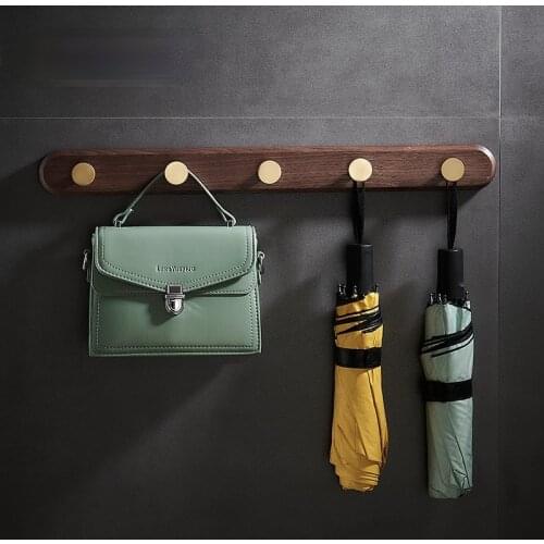Wall Mounted Coat Hook Wooden Rack Clothes Robe Towel Hanger Hat Bag Hooks Living Bedroom Bathroom 5 Hooks Household Products