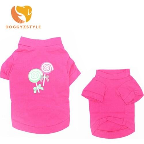 Puppy Clothes Small Dog Costume Fashionable Summer T-shirt Pet Rose Red Princess Lollipop Cotton Vest T-shirt For Little Dogs