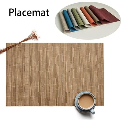 Solid color European style PVC woven heat insulation western placemat hotel home furnishing Teslin table mat coaster