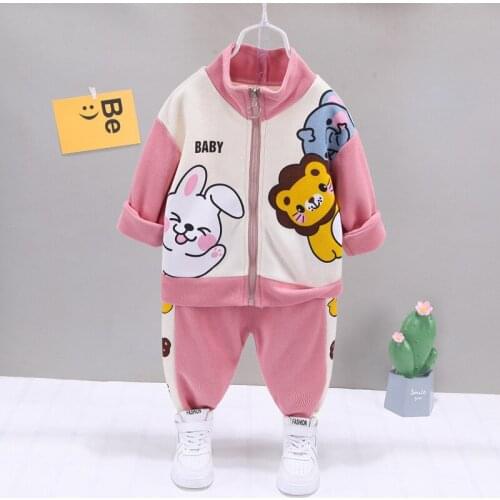 Spring Boutique Kids Clothing Jacket for Toddler Girls Cartoon Animal Casual Zipper Coat Pants Suit Girls Fashion Kids Outfit