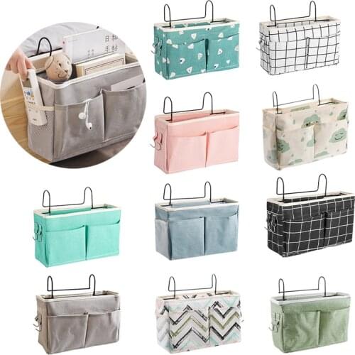 Bedside Hanging Organizer Pocket Storage Bag Wardrobe Organizer Canvas Bedroom