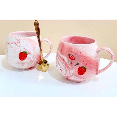 Luxury Marble Pattern Cup coffee cup Coffee Mug Couple strawberry Ceramic Souvenir Wedding Bridal Lovers Gifts