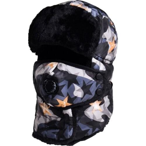 Winter Warm Hats Plush Earflap Russian With Goggles Men Womens Trapper Hat Faux Leather Fur Snow Caps