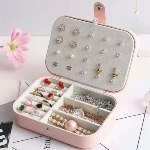 Jewelry Box Double layer Buckle Jewelry Casket Necklace Storage Exquisite Portable Makeup Storage Necklaces Beauty Travel Box