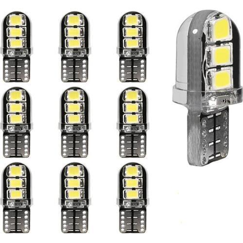 10pcs/lot T10 2835SMD 6leds LED License Plate Lights Tail Lights Side Marker Lights for Car 12V White Yellow Warm White Ice-blue