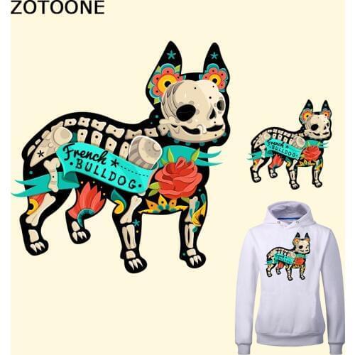 ZOTOONE French Bulldog Cartoon Heat Transfer Clothes Sticky Pyrography Washable Powder Pasta Iron on Patches DIY for Clothing C