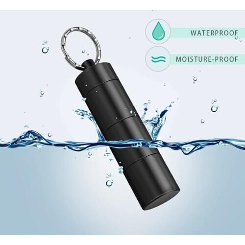 Outdoor Portable Aluminum Alloy Waterproof Pill Case Bottle Cache Drug Holder Medicine Box Pocket Container Keychain