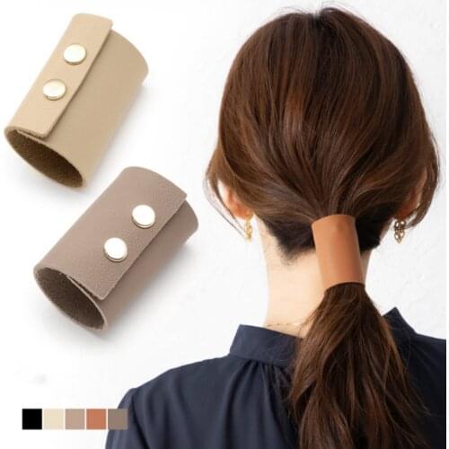 Woman Magic Ponytail Holder Hair Tie Foldable Hair Scrunchies Pu Leather Hairband Stationarity Hair Band Simple Hair Accessories