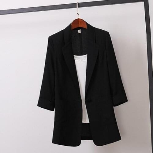 Fashion Blazer Women Blazer Solid Color Loose Spring Autumn Long Sleeve Lapel Pockets Suits Coat Female Wedding Party Jacket