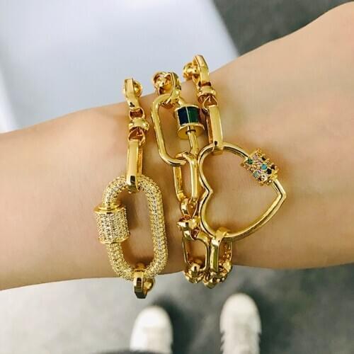 Women Punk Gold Plating Chain Bracelet 2020 Trend Hip Hop мужской браслет Openable Spiral Buckle Couple Pulseira Gifts Steampunk
