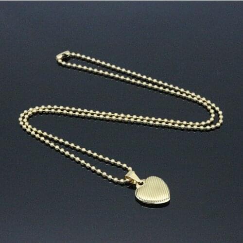 New Design Women Love Necklace Stainless Steel Stripe Heart Pendent Necklace Wave Bead Chain Necklace For Women Love Jewelry