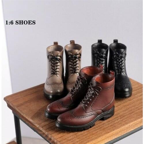 1/6th Mens Retro Motorcycle Boots SK009 High-Top Leather Shoes Fit 12" Male Action Figure