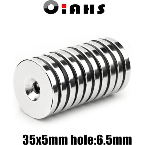 1pcs 35 x 5 mm Hole: 6mm super Strong Round Neodymium Countersunk Ring Magnets Rare Earth N50 Free Shipping