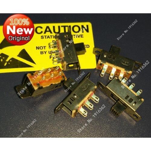 10pcs/Lot SS small 3 foot 2 toggle switch slide dip switch power toggle switch paddling with screw holes