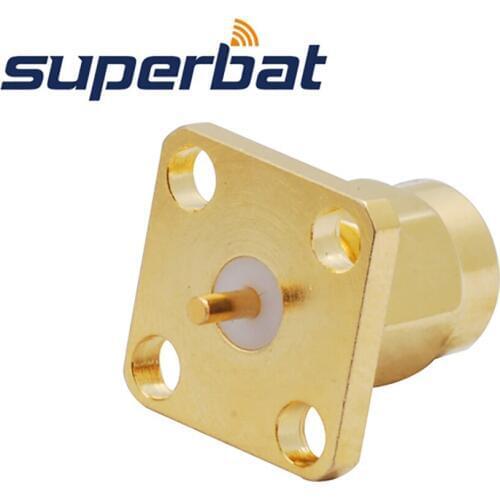 Superbat 10pcs RP-SMA 4 Hole Panel Mount Plug with Solder Post Terminal RF Coaxial Connector for Huawei Router USB Modem