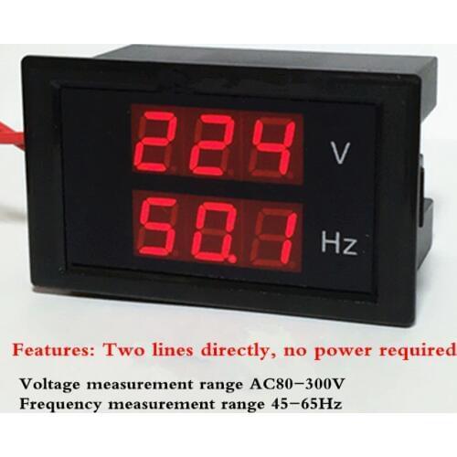 2PCS Dual Display Voltage Frequency meter AC80-300V 45-65HZ Frequency Counter Voltmeter Hertz HZ Meter With Red Led