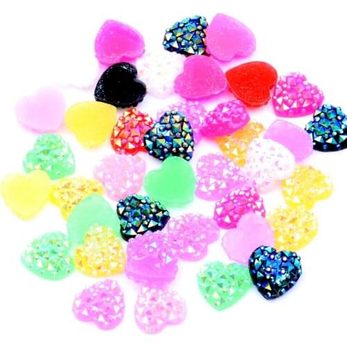 200pcs 12mm Heart Shape Flatback Non Hotfix Resin Gems Rhinestone High Luster Glue On Wedding Dress DIY Nail Art Decoration