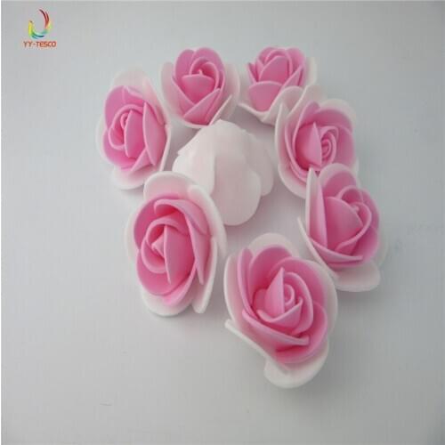 200pcs 2.8cm Mini Foam Rose Artificial Flower Bouquet Light rose Wedding Flower DIY Decoration Scrapbooking Fake Rose Flower