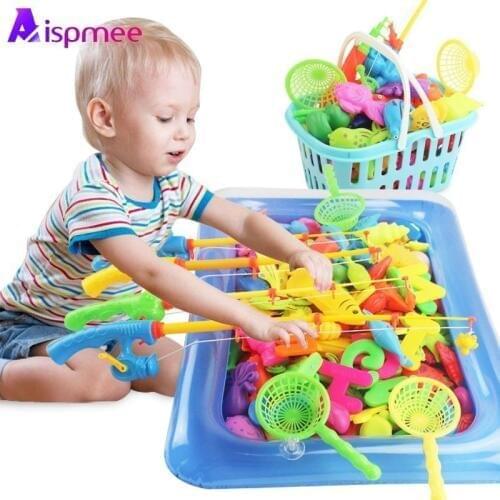 27pcs/set Childrens Magnetic Fishing Toy Set Model Play Fishing Games Outdoor Toys For Kids Fish Baby Bath Rod Net Toys