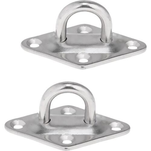 2x Stainless Steel Diamond Eye Plate Tie Down Anchor Eye Hook Marine Grade