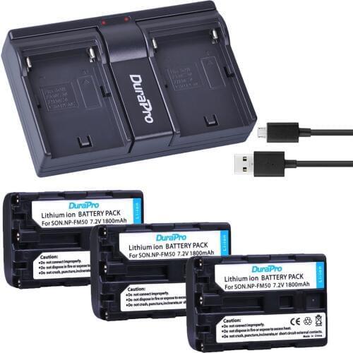 3pc For Sony NP-FM50 NP FM50 Rechargeable Camera Batteries + Dual USB Charger For Sony NP-FM51 NP-QM50 NP-FM30 NP-FM55H Battery