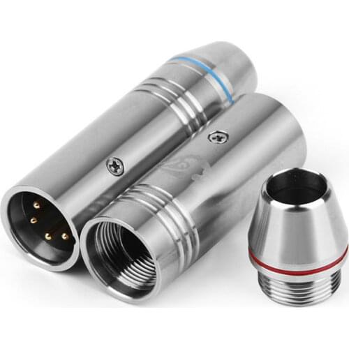 4 Pin XLR Connector Plug Stainless Steel Blue Red For 11mm Microphone Cannon Cable Male Terminals Speakon Connectors 1/4/20pcs